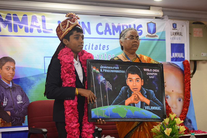  Velammal Student Praggnanandhaa Dedicates His World Chess Title To  Sujith Wilson