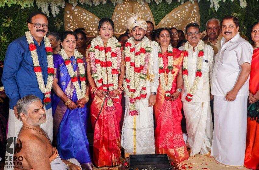  Legendary Actor Sivakumar presides Producer Dr.G. Dhananjayan’s younger daughter Harita’s wedding with Adarshan, which was a grand event